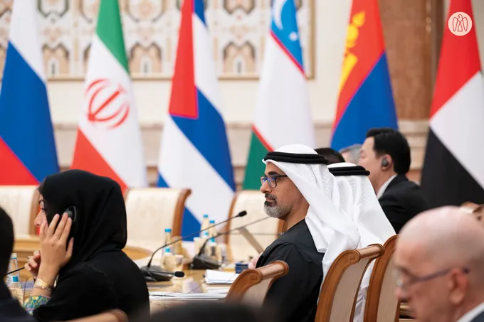 On behalf of the UAE President.. Crown Prince of Abu Dhabi attends Supreme Eurasian Economic Council meeting
