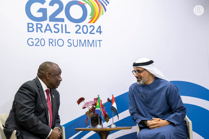Crown Prince of Abu Dhabi holds discussions with President of South Africa at G20 summit