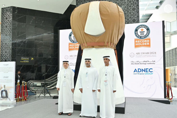 Organised by Abu Dhabi Heritage Authority and ADNEC Group, Abu Dhabi International Hunting and Equestrian Exhibition sets Guinness World Record for largest falcon hood