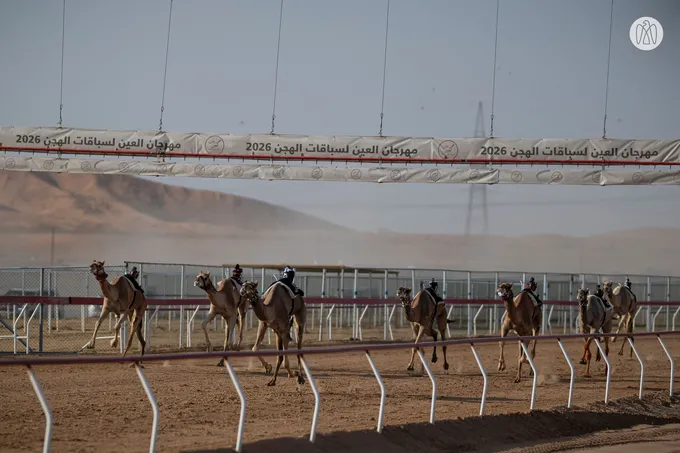 Rashid bin Hamdan bin Mohammed and Mohammed bin Hamdan bin Zayed award winners of final competitions at 2nd Al Ain Camel Racing Festival