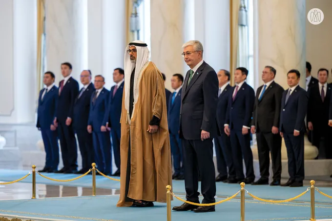 Crown Prince of Abu Dhabi arrives at Presidential Palace in Astana