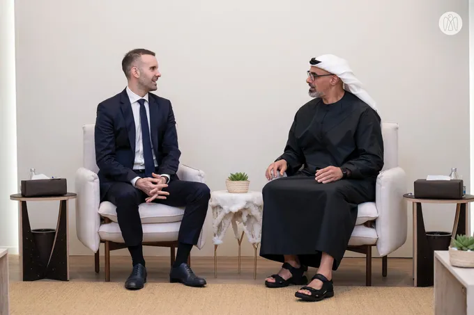 Khaled bin Mohamed bin Zayed meets Prime Minister of Montenegro at World Governments Summit