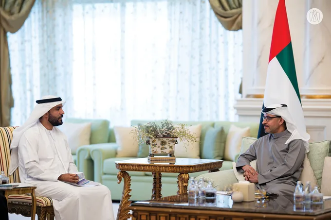 Hazza bin Zayed receives delegation from Abu Dhabi Agriculture and Food Safety Authority