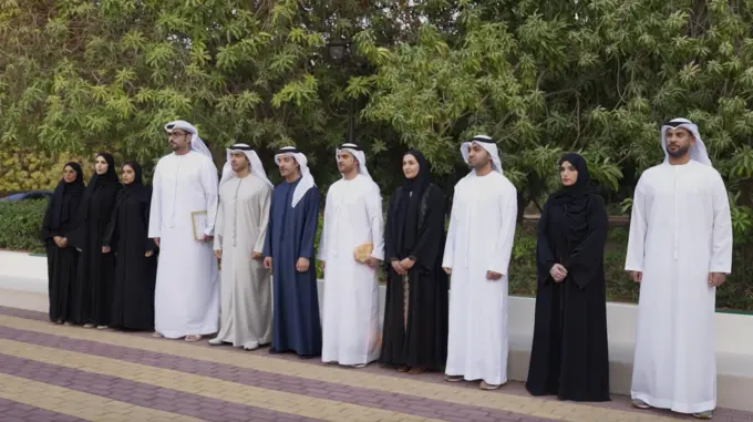 Hazza bin Zayed receives delegation from Emirates Center for Strategic Studies and Research