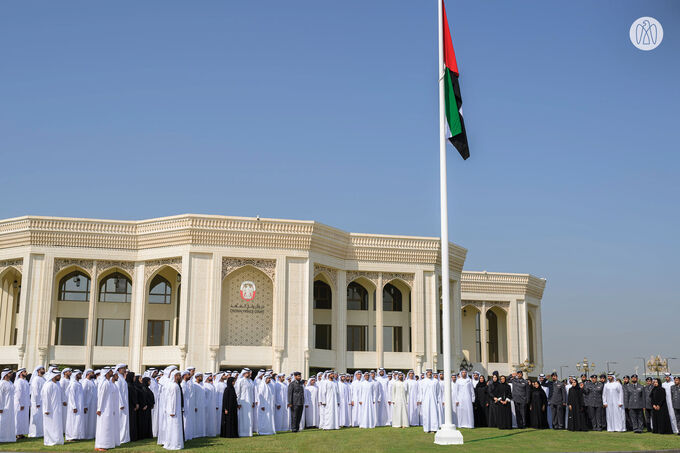 Khaled bin Mohamed bin Zayed raises UAE flag at Abu Dhabi Crown Prince’s Court  to mark Flag Day