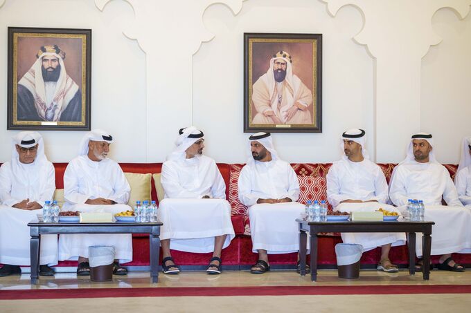 Khaled bin Mohamed bin Zayed offers condolences to Staff Brigadier Abdullah Mohamed Saeed Al Dhaheri on the passing of his mother