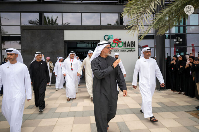 Khaled bin Mohamed bin Zayed meets UAE Team Emirates XRG cyclists on 2nd stage of UAE Tour 2025
