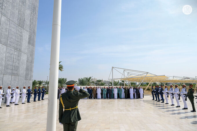 Theyab bin Mohamed bin Zayed raises UAE flag at Wahat Al Karama to mark UAE Flag Day 
