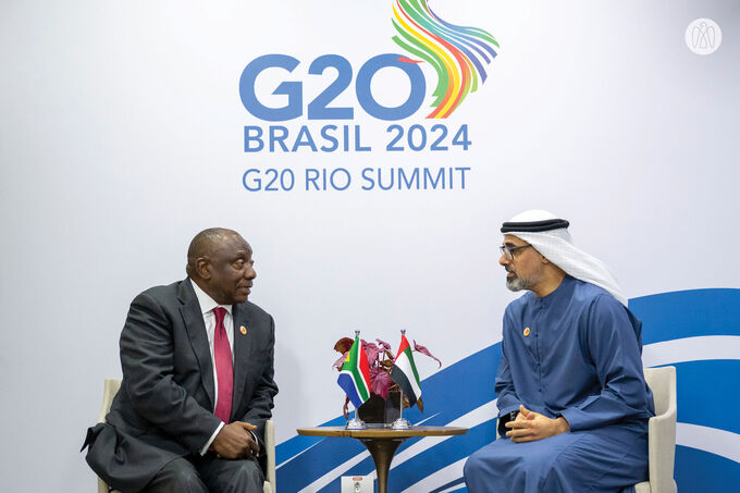 Crown Prince of Abu Dhabi holds discussions with President of South Africa at G20 summit