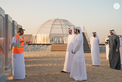 Maktoum bin Mohammed bin Rashid and Theyab bin Mohamed bin Zayed witness the connection of Abu Dhabi and Dubai with a direct railway within the “UAE National Rail Network”