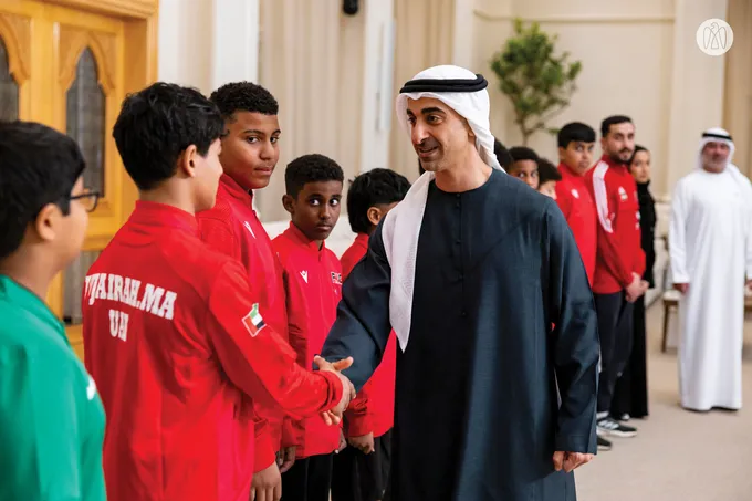Hamdan bin Mohamed bin Zayed receives winners of UAE Wrestling Federation Cup and UAE Wrestling Clubs League for 2025–2026 season