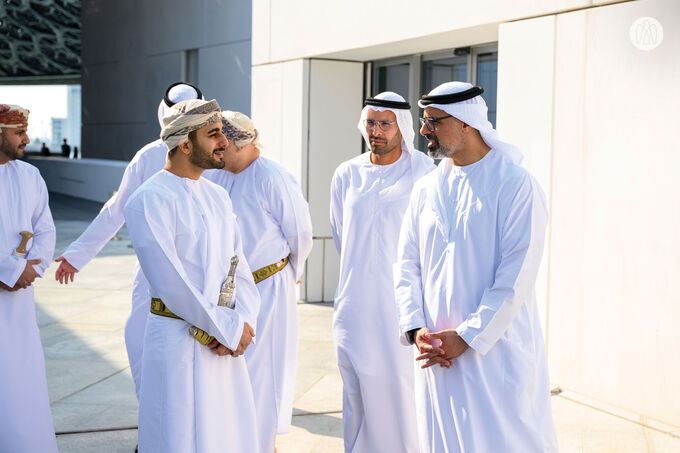 Accompanied by Khaled bin Mohamed bin Zayed, Theyazin bin Haitham Al Said visits Louvre Abu Dhabi