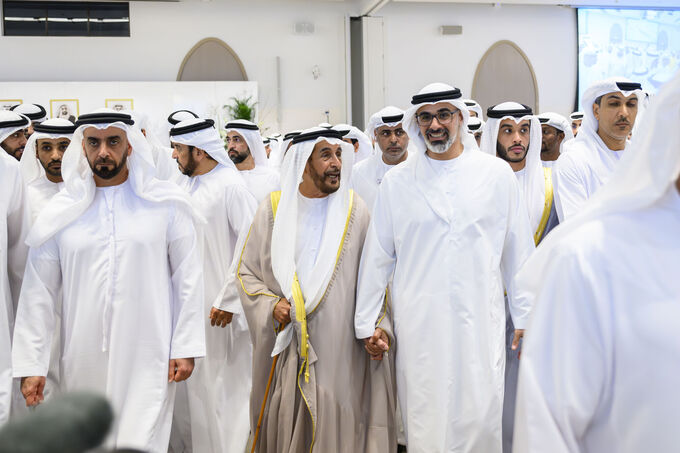 Khaled bin Mohamed bin Zayed and Saif bin Zayed attend Mohamed Faraj bin Hamoodah wedding reception