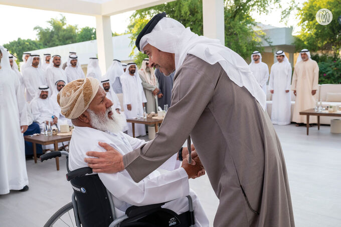 Hazza bin Zayed receives sheikhs, officials and citizens at Al Maqam Palace in Al Ain