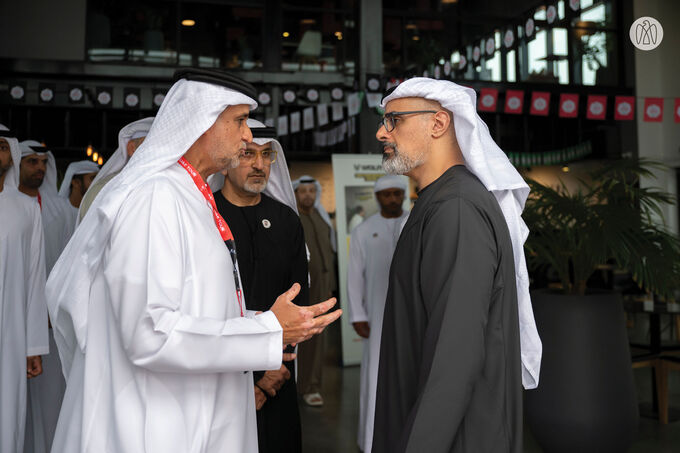 Khaled bin Mohamed bin Zayed meets UAE Team Emirates XRG cyclists on 2nd stage of UAE Tour 2025