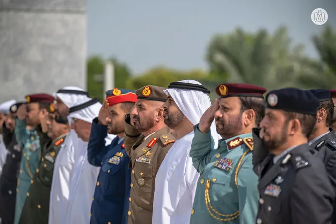 Theyab bin Mohamed bin Zayed raises UAE flag at Wahat Al Karama to mark UAE Flag Day 