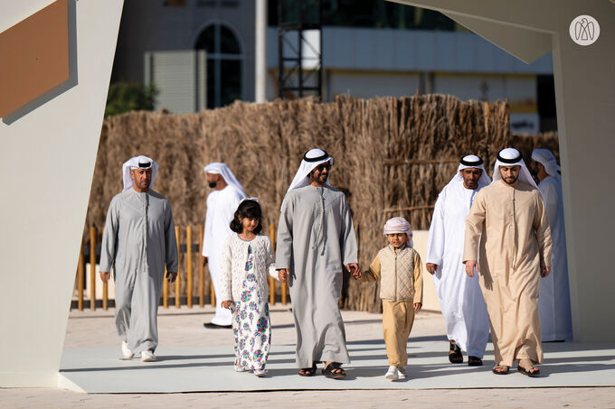 In the presence of Hamed bin Zayed, Khaled bin Mohamed bin Zayed visits Al Hosn Festival