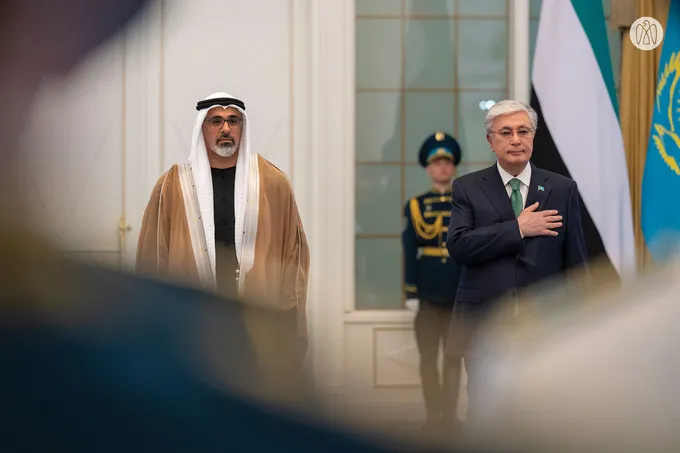 Crown Prince of Abu Dhabi arrives at Presidential Palace in Astana