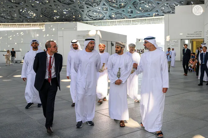 Accompanied by Khaled bin Mohamed bin Zayed, Theyazin bin Haitham Al Said visits Louvre Abu Dhabi