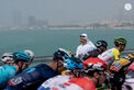 Khaled bin Mohamed bin Zayed greets cyclists starting stage two of the UAE Tour from Abu Dhabi’s Hudayriyat Island