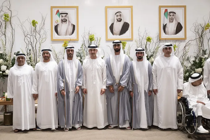 Hazza bin Zayed attends Al Hameli and Al Remeithi wedding reception in Abu Dhabi