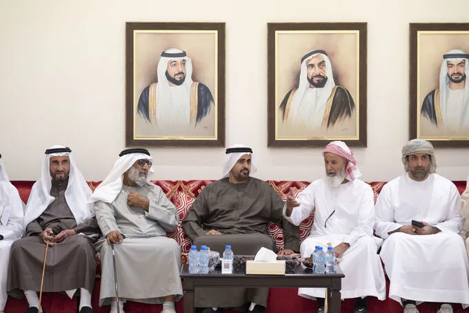 Theyab bin Mohamed bin Zayed offers condolences on the passing of Mubarak Mohaimeed Al Mansouri