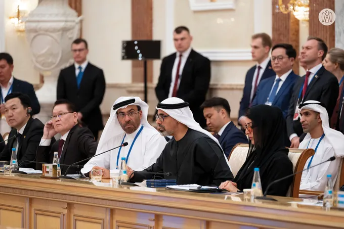 On behalf of the UAE President.. Crown Prince of Abu Dhabi attends Supreme Eurasian Economic Council meeting
