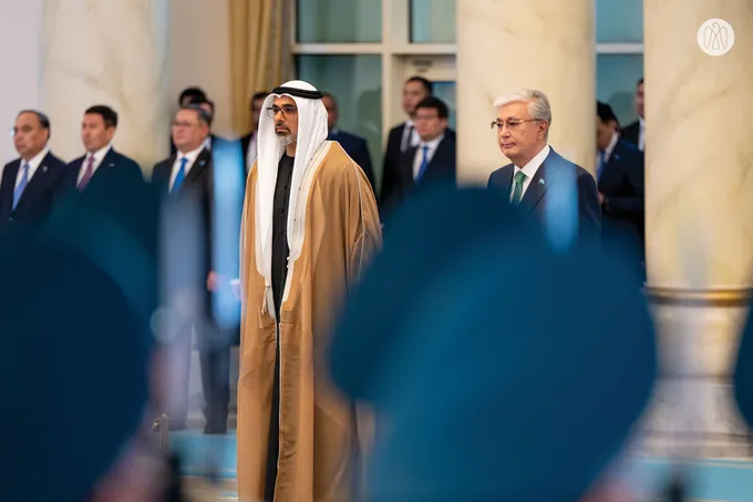 Crown Prince of Abu Dhabi arrives at Presidential Palace in Astana