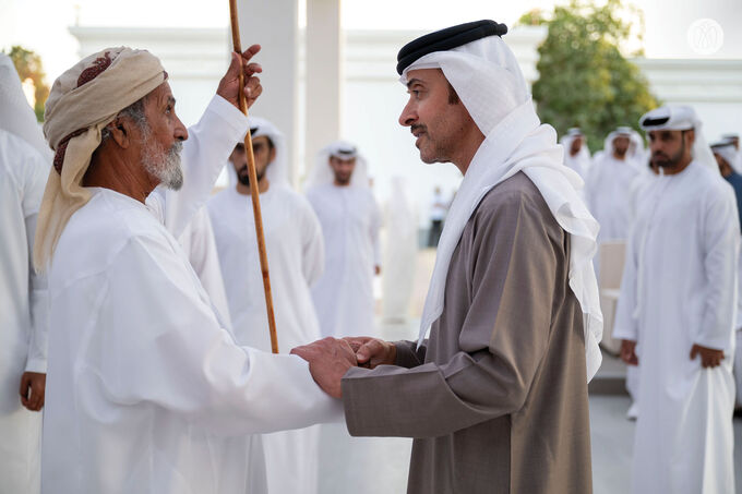 Hazza bin Zayed receives sheikhs, officials and citizens at Al Maqam Palace in Al Ain
