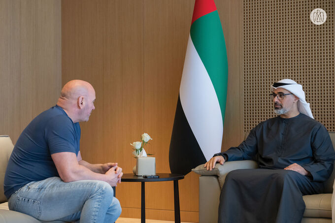Khaled bin Mohamed bin Zayed receives Dana White, CEO and President of UFC