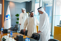 Khaled bin Mohamed bin Zayed receives Tahnoon bin Mohammed Al Nahyan at ADNOC headquarters during visit to review company’s role in advancing national economic growth