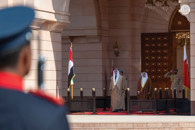 Crown Prince of Abu Dhabi arrives at Gudaibiya Palace in Manama