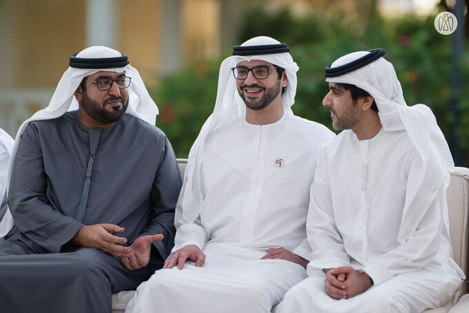 Hazza bin Zayed receives sheikhs, officials and citizens at Al Maqam Palace in Al Ain