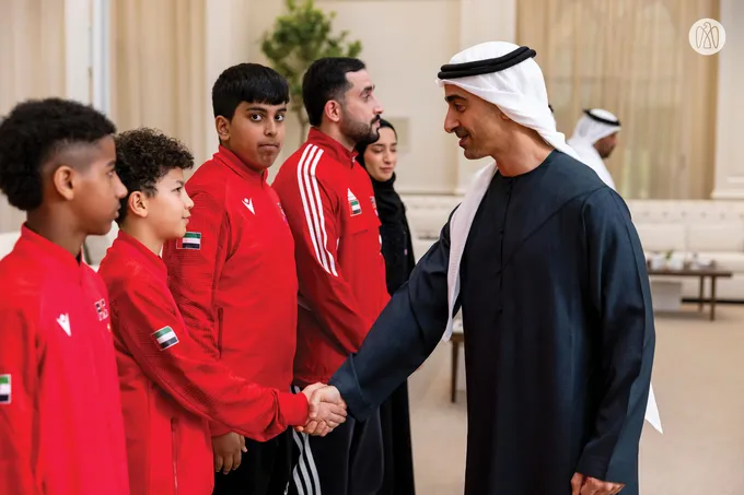 Hamdan bin Mohamed bin Zayed receives winners of UAE Wrestling Federation Cup and UAE Wrestling Clubs League for 2025–2026 season