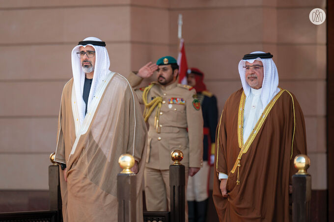 Crown Prince of Abu Dhabi arrives at Gudaibiya Palace in Manama