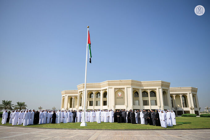 Khaled bin Mohamed bin Zayed raises UAE flag at Abu Dhabi Crown Prince’s Court  to mark Flag Day