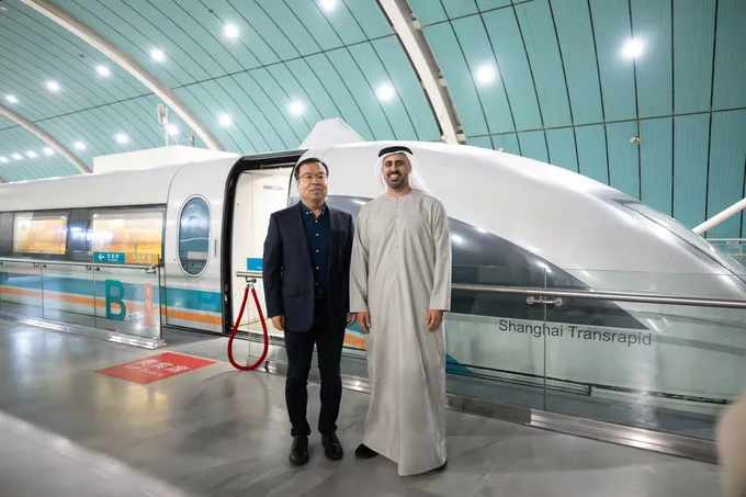 v|Theyab bin Mohamed bin Zayed Tours world’s fasted commercial train Shanghai Maglev during visit to China 