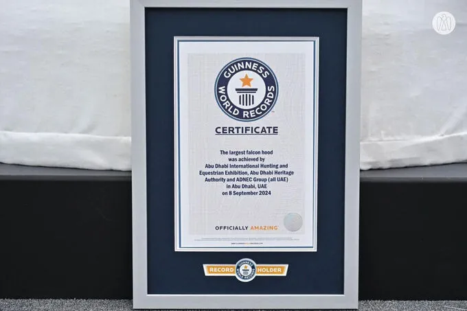 Organised by Abu Dhabi Heritage Authority and ADNEC Group, Abu Dhabi International Hunting and Equestrian Exhibition sets Guinness World Record for largest falcon hood