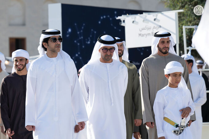 In the presence of Hamed bin Zayed, Khaled bin Mohamed bin Zayed visits Al Hosn Festival