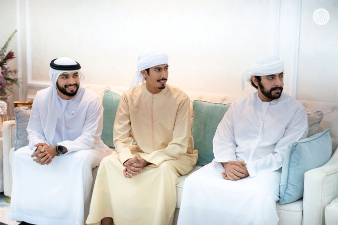 Hazza bin Zayed visits Saeed bin Tahnoon bin Mohammed and exchanges Ramadan greetings