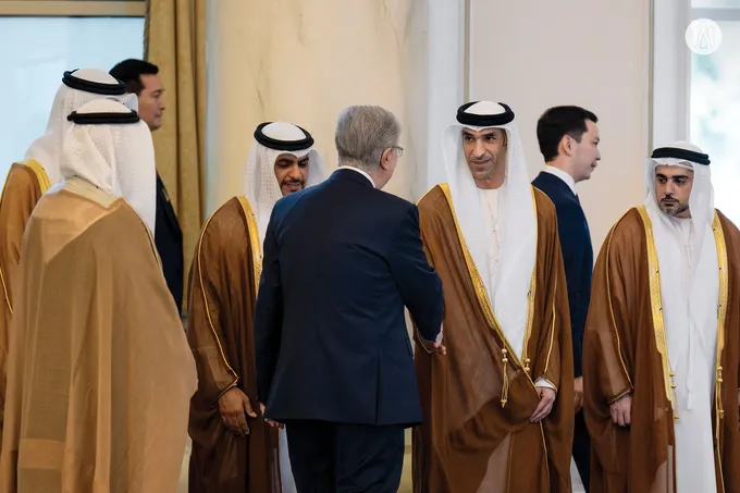 Crown Prince of Abu Dhabi arrives at Presidential Palace in Astana