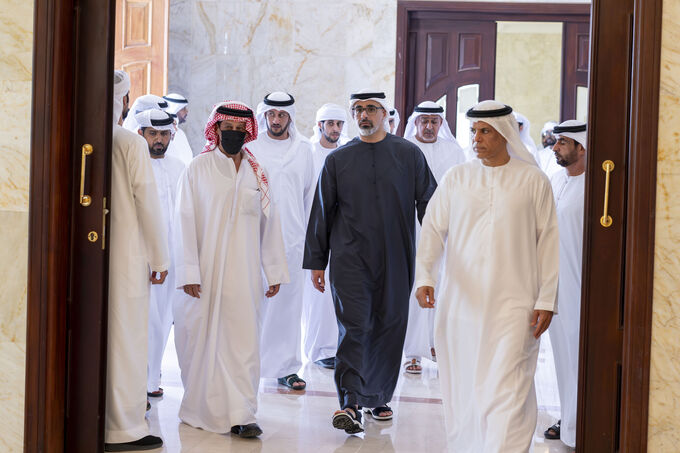 Khaled bin Mohamed bin Zayed offers condolences on the passing of Meera bint Rashid Al Mazrouei