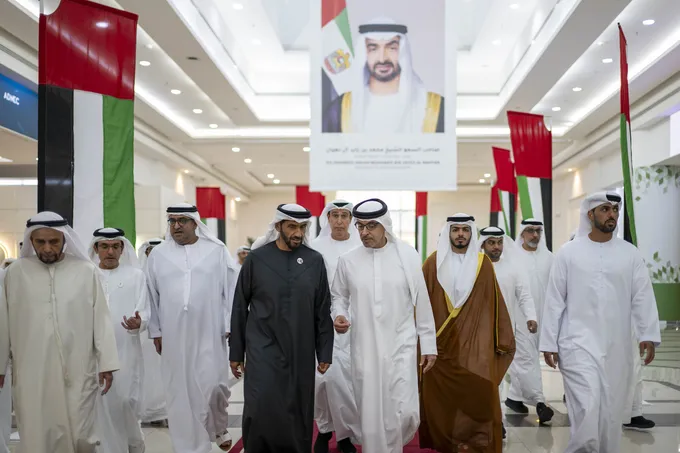 Hazza bin Zayed and Nahyan bin Zayed attend Al Mheiri wedding reception