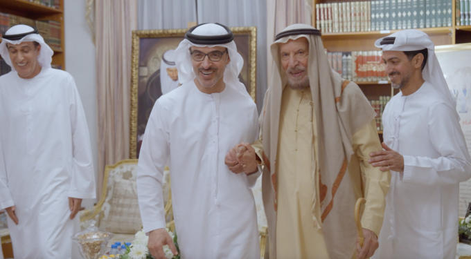 Hazza bin Zayed visits Ahmed Khalifa Al Suwaidi and exchanges Ramadan greetings