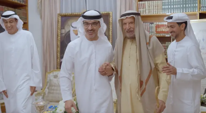Hazza bin Zayed visits Ahmed Khalifa Al Suwaidi and exchanges Ramadan greetings