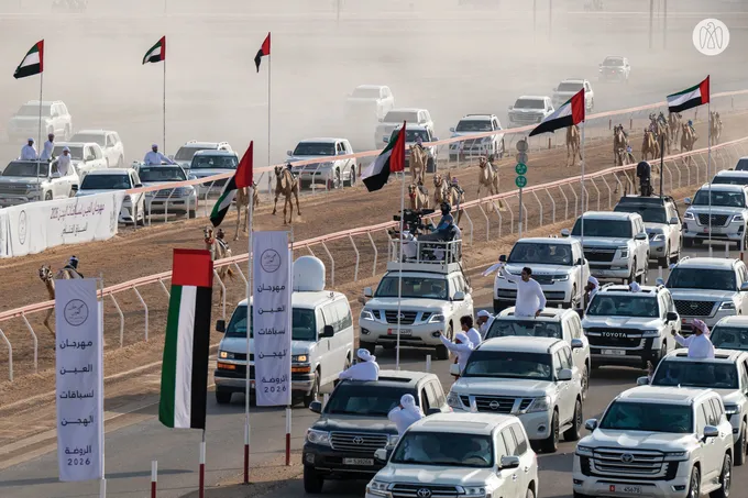 Rashid bin Hamdan bin Mohammed and Mohammed bin Hamdan bin Zayed award winners of final competitions at 2nd Al Ain Camel Racing Festival