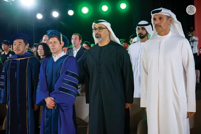Khaled bin Mohamed bin Zayed witnesses Mohamed bin Zayed University of Artificial Intelligence inaugural Honorary Doctorate conferral on OpenAI CEO, Sam Altman