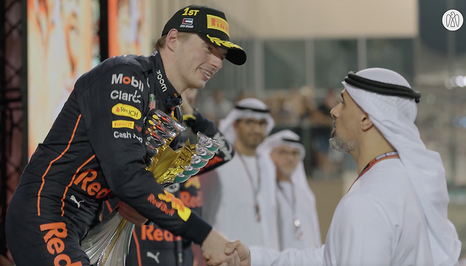 Khaled bin Mohamed bin Zayed Presents F1 Season World Champion Max Verstappen With Winner’s Trophy