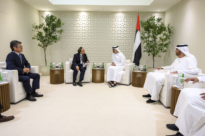 Khaled bin Mohamed bin Zayed meets with President of INPEX