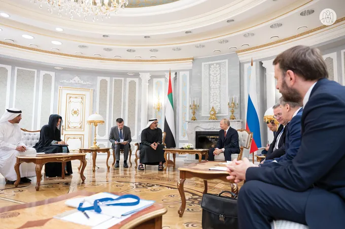 Crown Prince of Abu Dhabi meets Russian President in Minsk, Belarus
